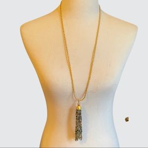 Kenneth Lane gold necklace w/beaded tassel pendant